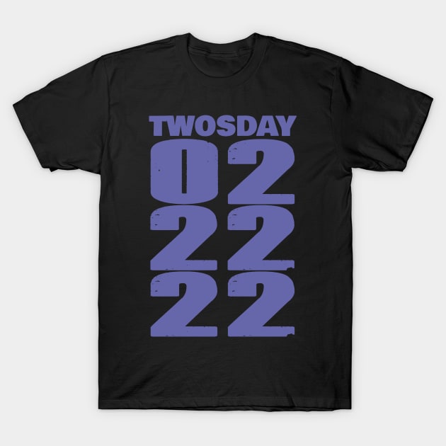 Twosday 022222 in Very Peri Periwinkle Blue Typography T-Shirt by ellenhenryart